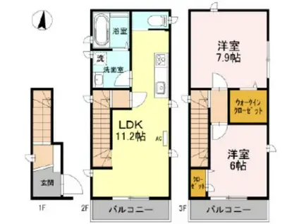 CIACO HOUSE(2LDK/2階)の間取り写真