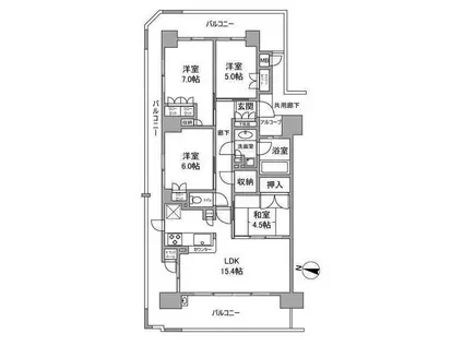 上野芝レジデンス(4LDK/9階)の間取り写真