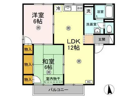 グリーンハイツC棟(2LDK/2階)の間取り写真