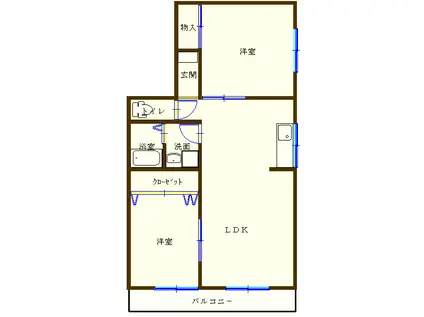 レジデンス八甲(2LDK/2階)の間取り写真