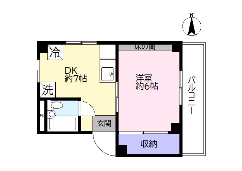 CCビル(1DK/4階)の間取り写真