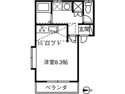 グリーンヴィラC(ワンルーム/1階)の間取り写真