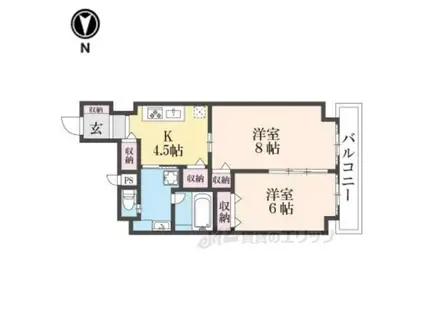 CASA花車(2DK/5階)の間取り写真