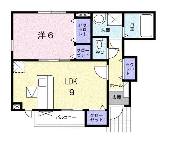 フラットワイズ(1LDK/1階)の間取り写真