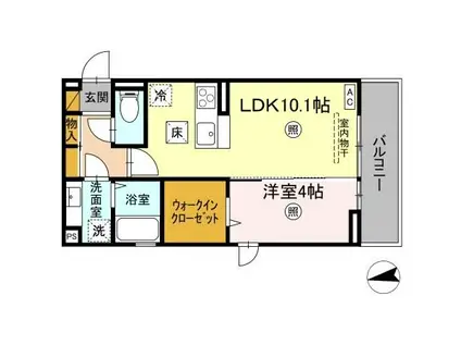 プア メリア(1LDK/1階)の間取り写真