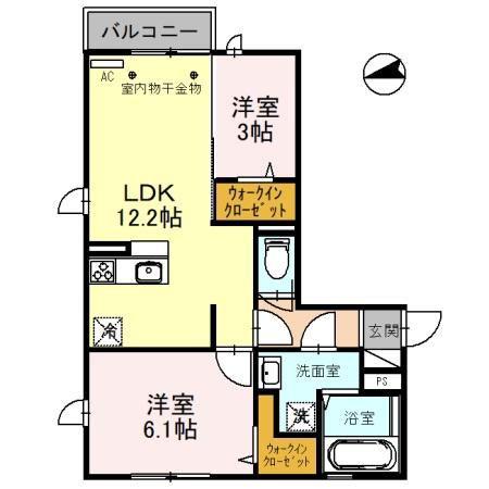 AXAS 9(2LDK/2階)の間取り写真