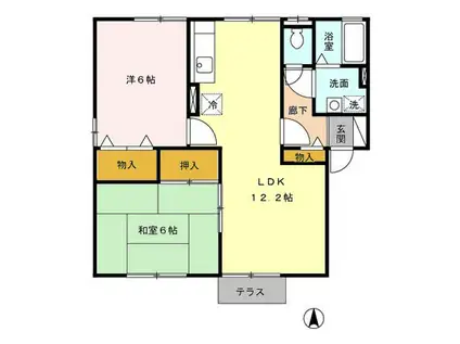 アークフラッツII A棟(2LDK/1階)の間取り写真