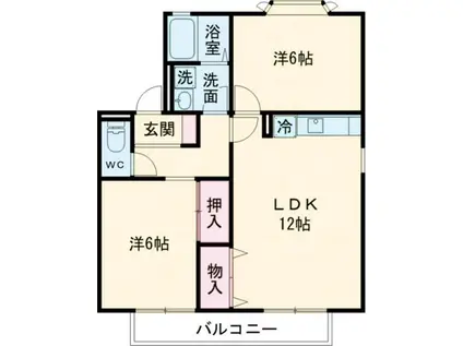 セジュール綾 A棟(2LDK/2階)の間取り写真