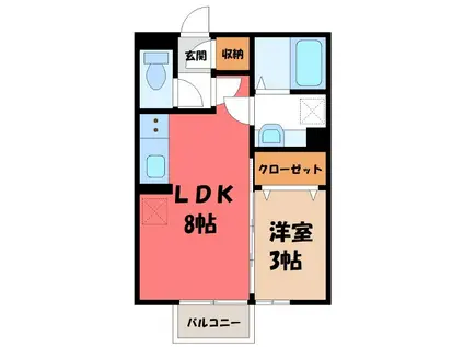 ミッドパレスI(1LDK/1階)の間取り写真