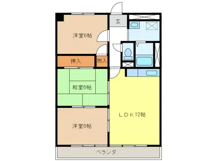 グリーンウッド金武(3LDK/1階)の間取り写真