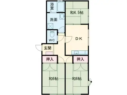 スカイハイツ(3DK/2階)の間取り写真