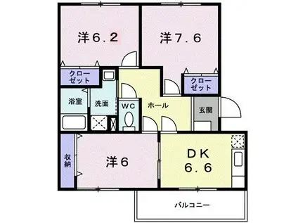メゾンプルミエールIV(3DK/1階)の間取り写真