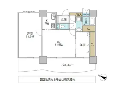 シャトーアトラス(2LDK/10階)の間取り写真