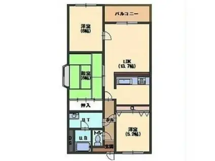 コーポ美原I(3LDK/2階)の間取り写真