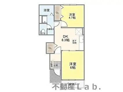 プロスパー・II(2DK/1階)の間取り写真