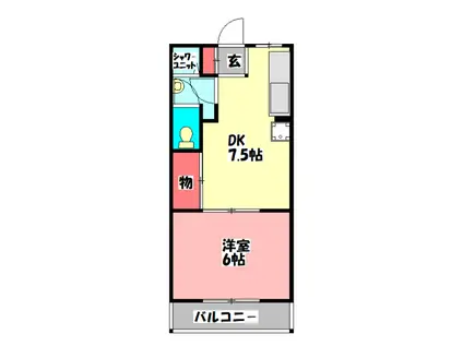 三幸マンション(1DK/4階)の間取り写真