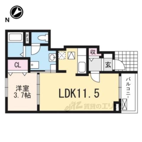 ノール・アンソレイエ・SSS(1LDK/1階)の間取り写真