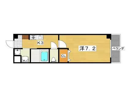 カーサ寝屋川(1K/3階)の間取り写真
