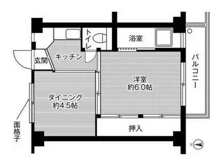 ビレッジハウス今在家 1号棟(1DK/1階)の間取り写真