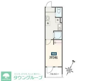 MELDIA小田急相模原II(1K/1階)の間取り写真