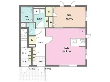 コンフォートSJ I(1LDK/1階)の間取り写真