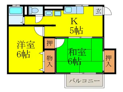ソファレタカクス(2K/2階)の間取り写真