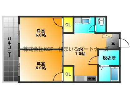 パークインDX(2DK/1階)の間取り写真