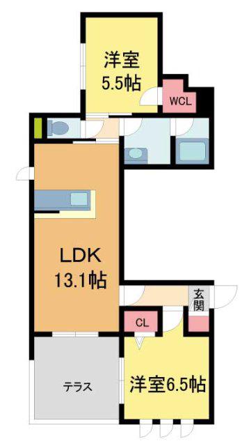 SHAMAISON GARDENS 御影(2LDK/1階)の間取り写真