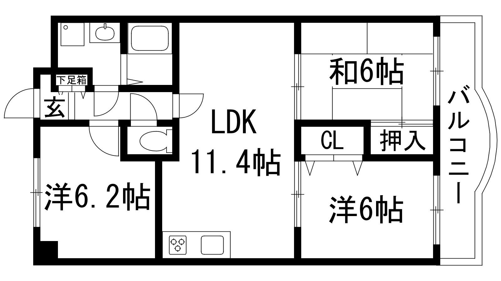 サンベルエアー(3LDK/4階)の間取り写真
