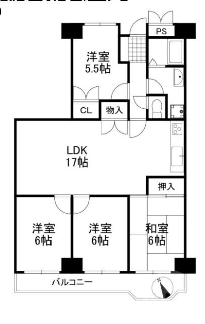 青葉丘マンション(4LDK/5階)の間取り写真