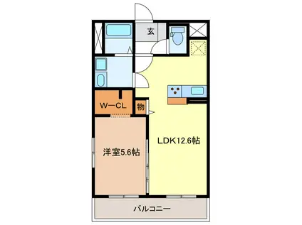 ルネス上浜(1LDK/3階)の間取り写真