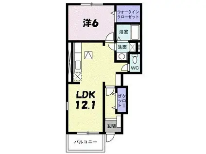 グリーン・エコーI(1LDK/1階)の間取り写真