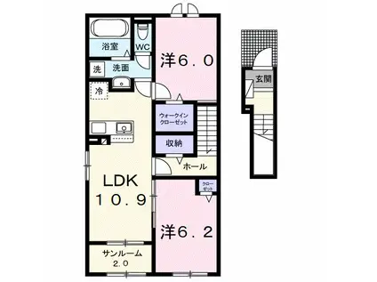 メゾン・エイトピークスA(2LDK/2階)の間取り写真