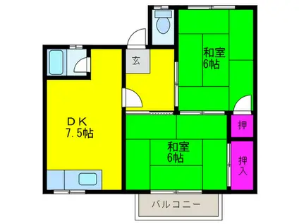 いずみハイツ(2DK/2階)の間取り写真