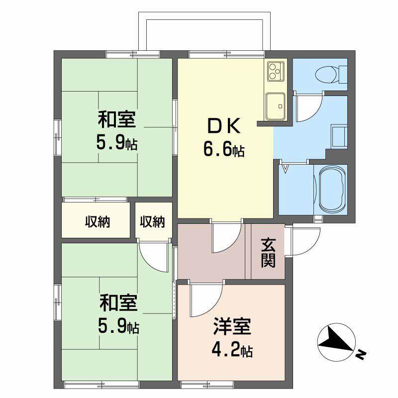 フレグランスロゼ(3DK/2階)の間取り写真