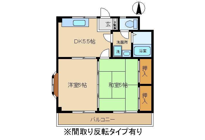 ノースビレッジ(2DK/1階)の間取り写真