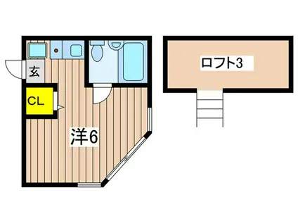 ピュアハウス山手弐番館(ワンルーム/2階)の間取り写真