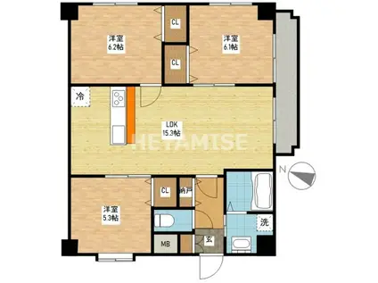 サンリヤンガーデン(3LDK/3階)の間取り写真