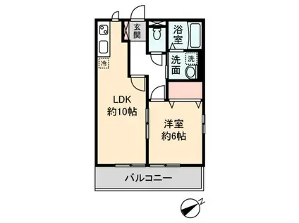 ベルヴィルII(1LDK/1階)の間取り写真