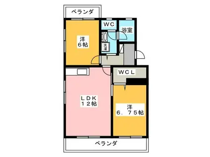 セントラルヒルズ(2LDK/3階)の間取り写真