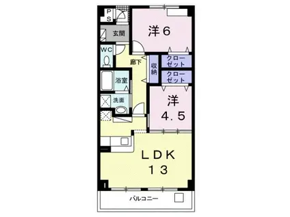 ヒルズ向イ山(2LDK/3階)の間取り写真