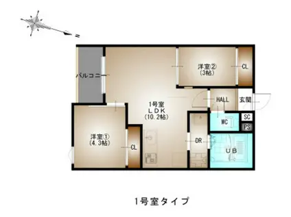 REGALEST-F 矢野東I(2LDK/2階)の間取り写真