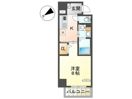 セラヴィ箱崎(1K/8階)の間取り写真