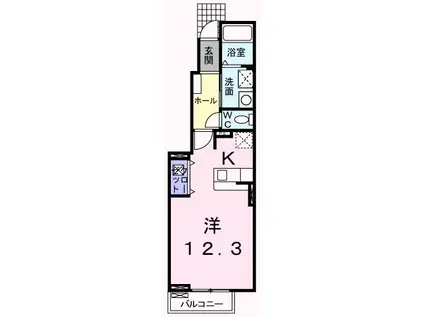 ラルジュ フォンテーヌI(1K/1階)の間取り写真