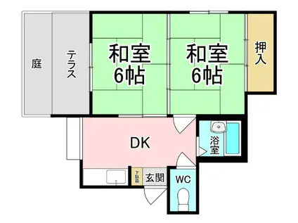 シャトレ東新町(2DK/1階)の間取り写真