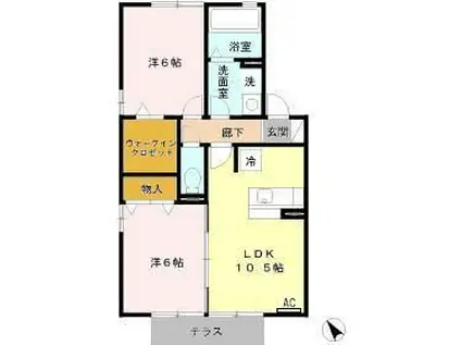 ブランシェA(2LDK/1階)の間取り写真