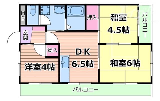 フルールハイツ(3DK/3階)の間取り写真