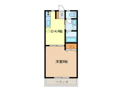 コーポ新町II(1DK/2階)の間取り写真