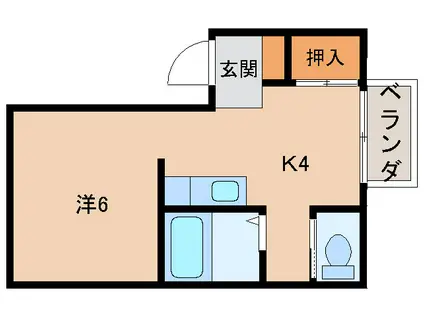 ハイツ山本I(1K/2階)の間取り写真