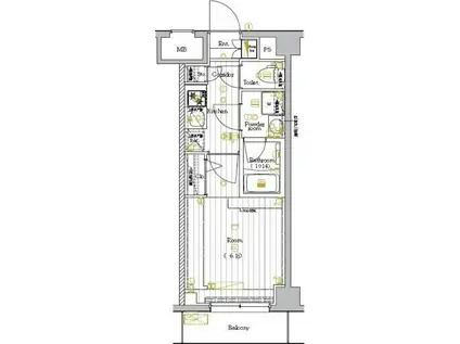 プレミアムキューブ大崎DUEX(1K/1階)の間取り写真